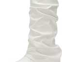 Fold Over Platform Boots for Women, Knee High Shark Boots Round Toe Pleated Slouchy Boot Shoes for Casual, Size 8