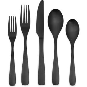 40 Piece Silverware Set, Bettlife Matte Black Silverware Set for 8, Stainless Steel Flatware, Utensil Sets Cutlery Set for New Apartment, Minimalist, Dishwasher Safe
