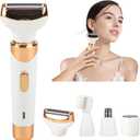 Electric Razor for Womens Men,Cordless Ladies Electric Shaver,4 in 1 Painless Wet & Dry Waterproof Body Razor and Facial Hair Remover,Rechargeable Hair Removal Kit for Bikini Underarm Hairs (White)