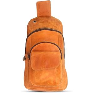 The Tannery Handmade Buffalo Leather Multipurpose Travel Hiking Crossbody Chest Backpack with Adjustable Shoulder Strap, Thanks Giving (Camel Brown, Small) The Tannery Handmade Buffalo Leather Multipurpose Travel Hiking Crossbody Chest Backpack with Adjustable Shoulder Strap, Thanks Giving (Camel Brown, Small)