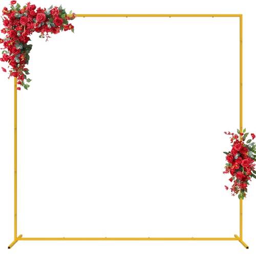 Wedding Arch 6.6FT x 6.6FT Square Backdrop Stand Gold Metal Balloon Arch Stand for Ceremony Wedding Arches for Ceremony Birthday Party Bridal Shower Anniversary Decoration