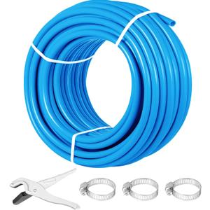 VEVOR PEX-B Pipe 1 Inch X 3 Feet,Non-Oxygen Barrier Flexible Pipe Tubing,Blue for Hydronic Radiant EVOH Floor Heating, Water Plumbing Applications with Cutter& Clamps