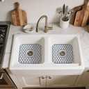 2 Pack Silicone Sink Protectors for Kitchen Sink - 12" x 11" Kitchen Sink with Center Drain Accessory, Non-Slip Heat-Resistant Mat for Bottom of Porcelain Stainless Steel, Dishwasher Safe (Gray)