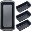 Patelai 4 Pack Small Loaf Pans for Baking Bread Non Stick Bread Pan Rectangle Baking Tray Toast Mold(Black,7.2 x 3.7 Inch)