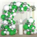Green White Silver Balloon Arch Garland Kit - 122PCS Green White Balloons Metallic Silver Balloons St. Patrick's Balloons for Green Birthday Baby Shower Wedding Retirement Graduation Party Decorations