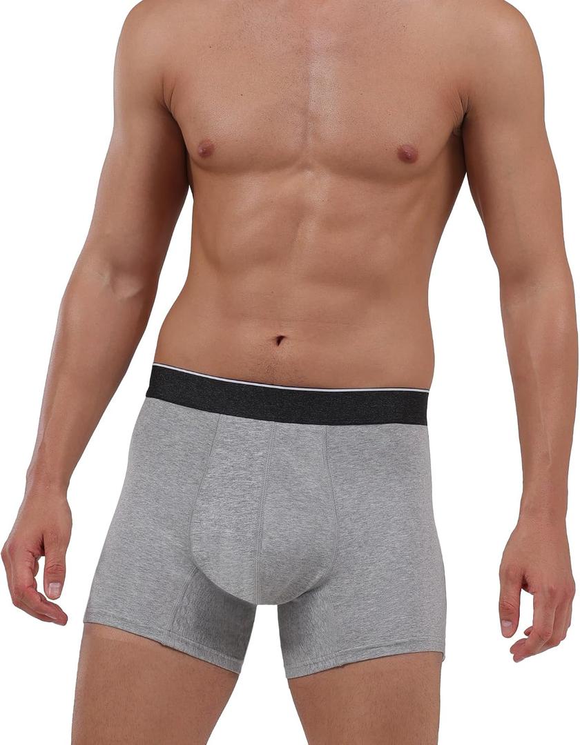 Washable Urinary Incontinence Underwear for Men, 5" Longer Leg Front Absorbent Boxer Brief for Bladder Control (Small, Gray) (Gray, S)