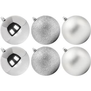 Extra Large Size Outdoor Christmas Ornaments, Oversized Huge Big Shatterproof Xmas Christmas Plastic Balls for Outside Lawn Yard Tree Hanging Decorations (4"/100mm, Silver, 6 Packs)