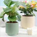 Puoyikt Ceramic 4.9+6.3 inch Planters, Modern Home and Office Flowerpot, Indoor and Outdoor Flowerpot with Drainage Hole (Grayish Blue)