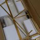 MALACASA 3 Tier Serving Trays for Party, 14 Inch Porcelain White Trays for Serving Food, Dessert Stand with Collapsible Gold Metal Rack