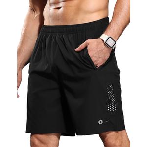 SUPIVO Men's Athletic Running Shorts Quick Dry 7" Lightweight Workout Shorts Training Sports Gym Hiking Basketball Black XL (Black, XL)