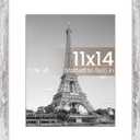 upsimples 11x14 Picture Frame, Display Pictures 8x10 with Mat or 11 x 14 Without, Wall Hanging Photo Frames, Rustic White, Pack of 1