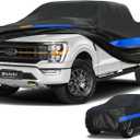 Pickup Truck Cover Waterproof All Weather, Full Exterior Truck Car Covers Snow Sun Protection, Fit Ford F-150 250 350, GMC Sierra 1500 2500 3500, Dodge RAM 1500 ect (up to 250 inch)