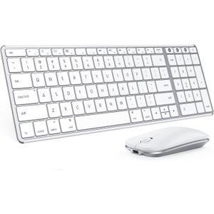 seenda Bluetooth Keyboard and Mouse Combo for Mac, SKM64-2 Rechargeable Silent Wireless Keyboard Mouse Compact Slim, 3 Multi-Device Connection, Compatible for Mac MacBook Pro/Air iPad, White Silver