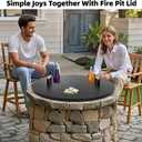 1MORE Fire Pit Lid Round 34" - Metal Firepits Cover with Wooden Handles for Patio Firepits,Rust Resistant 1.5mm Fire Pits Metal Lid, Firepits Accessory, Fire Pits Cover Round, All-season Protective