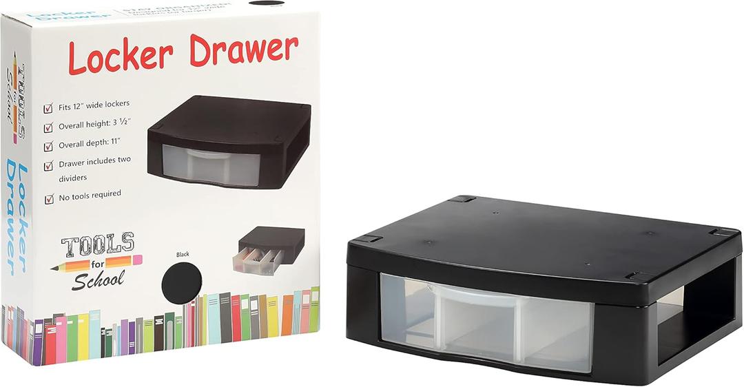 Tools-for-School Locker Organizer Removable Drawer Dividers Organizer - Adjustable Storage Drawers for Jewelry, Notebooks, Pens and Makeup - made from Strong ABS Plastic for Locker Drawer (Black)