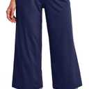 Promover Capri Pants for Women Wide Leg Yoga Cropped Pants with Pockets Loose Casual Summer Pants (XX-Large, Royal Blue)