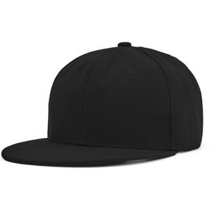 Century Star Snapback Hats for Men Flat Bill Brim Baseball Cap Women Adjustable Hip Hop Style Blank Trucker Hat (One Size, Black)