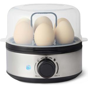 Amazon Basics Electric Egg Cooker for Hard-Boiled Eggs with Auto Shutoff, Dishwasher-Safe Parts, 7-Egg Capacity, BPA Free, Black