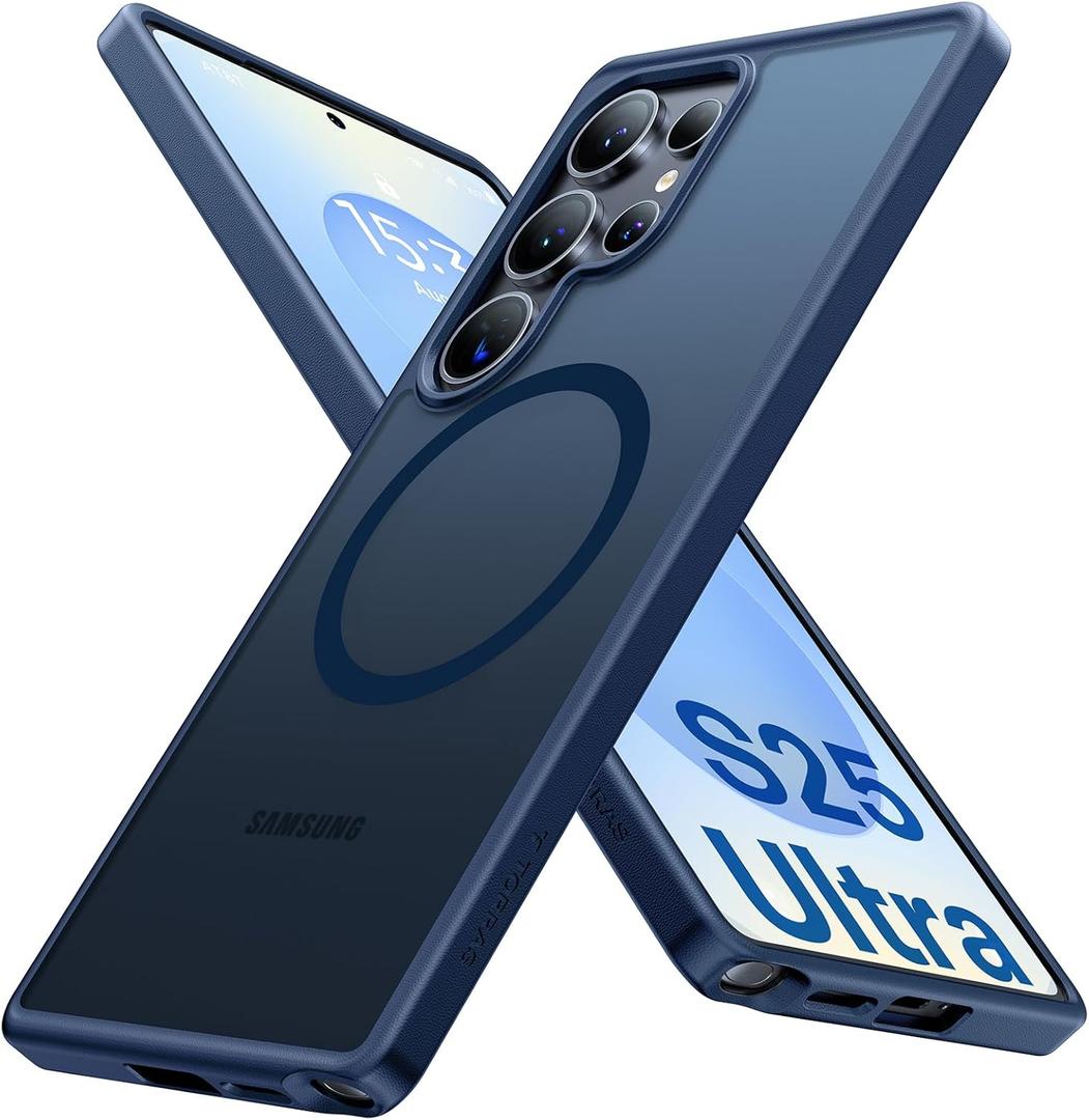 TORRAS for Samsung Galaxy S25 Ultra Case, Fit for MagSafe, 4X Military Grade Protection, Translucent Slim Magnetic Shockproof TPU/PC Case for Samsung S25 Ultra Case, Navy Blue