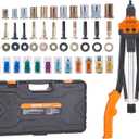 VEVOR Rivet Nut Tool, 16 inch Rivnut Tool Kit with 13PCS Metric and SAE Mandrels, 186PCS Rivet Nuts, Semi-auto Retraction, M3, M4, M5, M6, M8, M10, M12, 1/4-20, 5/16-18, 3/8-16, 1/2-13, 8-32, 10-24