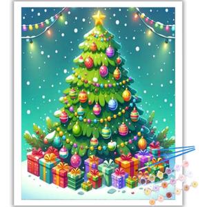 Arttoplus Christmas Tree Paint by Numbers Kit for Adults Beginner-Christmas Adult Paint by Number Kits on Canvas, DIY Acrylic Oil Painting by Numbers for Adults for Gift Home Wall Decor(16x20inch)