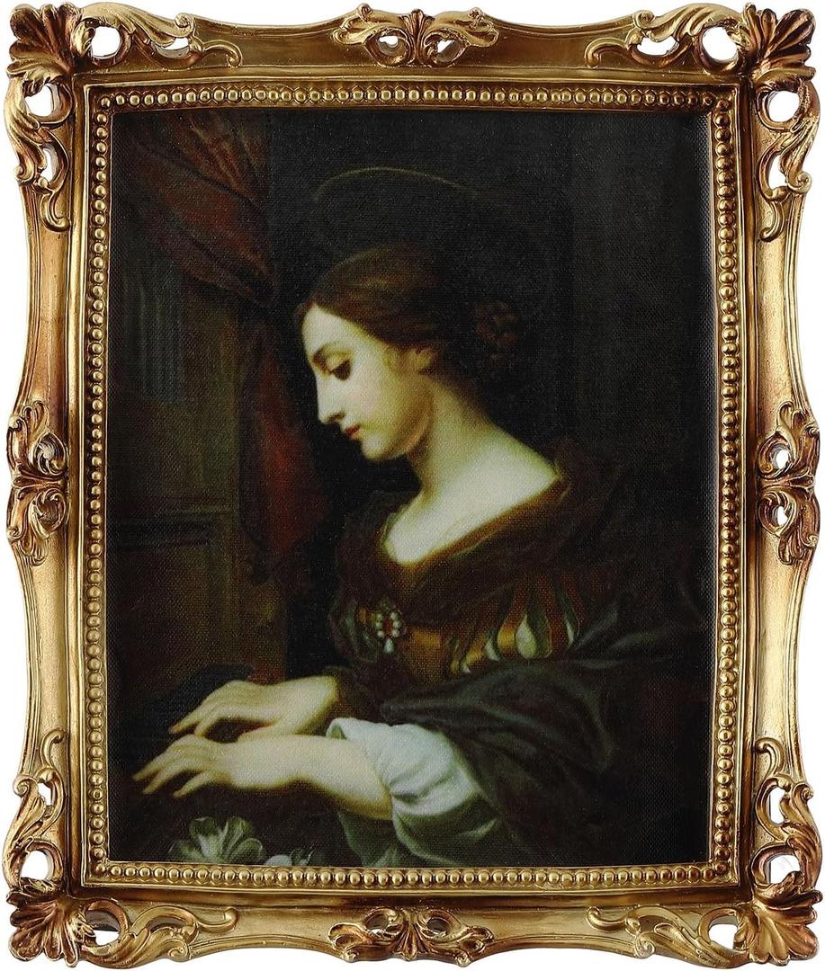 Wonderjune 7x9 Inch Vintage Gold Picture Frame, Carved Resin Antique Ornate Frame for Tabletop or Wall Hanging Display, Victorian Baroque Home Decor(Rectangle), 9.5 x 11 inches