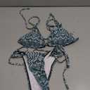 WDIRARA Women's 2 Piece Floral Print Swimsuits Geometric Halter String Triangle Bikini Set Beach Bathing Suit, XS