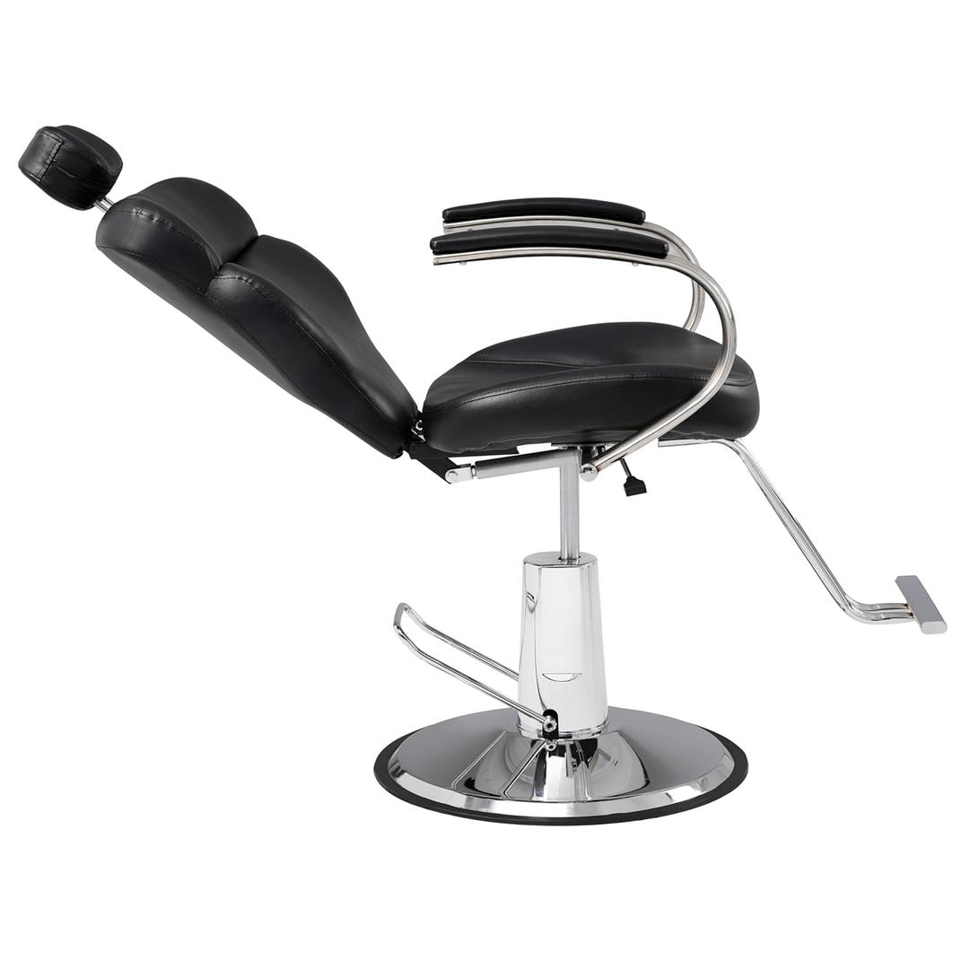 Merax Premium Reclining Barber Salon Chair for Hair Stylist, with Heavy Duty Hydraulic Pump, 360 Rotation, Tattoo Chairs Shampoo Beauty Salon Equipment, Black