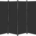 MAYOLIAH 6 Panel Folding Privacy Screen 9ft Wide, 6ft Tall Partition Room Divider Portable Office Walls Dividers, Black