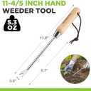 WORKPRO Dandelion Weeder Puller Tool with Wood Handle, Polished Stainless Steel Garden Weed Remover Tool, Two-Pronged Fork Weeder Tool for Lawn, Farmland, Transplant, Gardening
