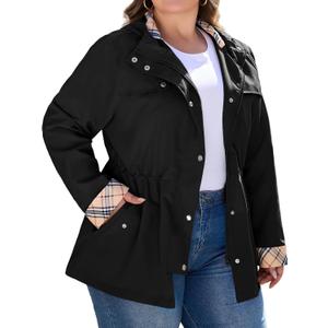 Bloggerlove Rain Jacket Women Plus Size Long Raincoat with Hood Waterproof Outdoor Trench Coat 4XL