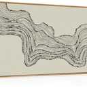 HLNIUC Neutral Abstract Framed Canvas Wall Art Set, Black Beige Wave Line Wall Decor, Large Minimalist Painting, Modern Geometric Art Print for Living Room, Bedroom, Dinning Room, Office - 40"x20"x1