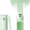 JISULIFE Handheld Mini Fan, 3 IN 1 USB Rechargeable Portable Fan [12-19 Working Hours] with Power Bank, Flashlight, Pocket Design for Travel/Summer/Concerts/Lash, Gifts for Women(Green)