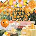 Little Cutie Baby Shower Decorations, Orange Theme Baby Shower Party Supplies, with Orange Balloons, Cupcake Toppers, Tablecloth