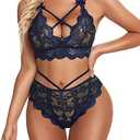 Namifin Women Lingerie Set Lace Bralette and Panty Set Strappy Lace Lingerie, XXL