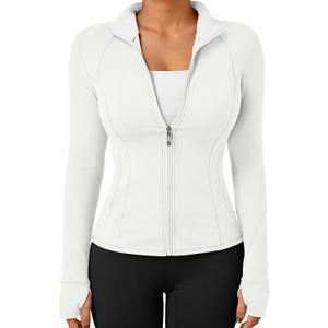Trendy Queen Women's Zip Up Lightweight Jackets Workout Hoodies Gym Clothes Slim Fitted, 2 Pockets, Thumb Hole, Comfy Stretchy, Athletic Activewear, Fall Outfits, Scrub Jackets (XS)