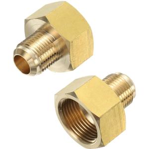 Brass Flare Tube Fitting Coupling Gas Adapter, 1/2" Male Flare x 3/4 Inch Female SAE Thread Pipe Connector Fit for air Conditioning HVAC Automotive Grills (2Pcs, Gold)