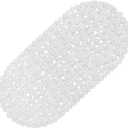 WELTRXE Pebbles Bath Mat Clear Non-Slip Bathtub Mat with Suction Cups, Drain Holes for Bathroom Showers, Tub, Machine Washable, BPA, Latex Free Safe Shower Mats, Oval 27 x 14 Inch