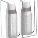 Richboom Acrylic Coffee Cup and Lid Storage Organizer Holder, 2 Compartments, Clear