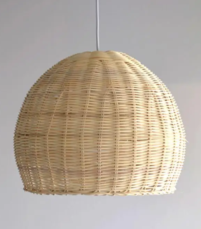 Teru Ji Kaikang 16" Rattan Pendant Light Brown Faux Rattan Handmade Woven Hanging Light Boho Wicker Basket Chandelier for Bedroom Kitchen Hallway Dining Room Farmhouse