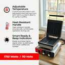 Superior Kitchen Equipment Commercial 2-Slice Square Belgian Waffle Maker | Stainless Steel Waffle Iron, Non-Stick Coating, Heat-Resistant Handle, 122℉/50℃ to 550℉/300℃, Has Accessories, 1750W, 110V