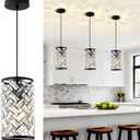 Black Crystal Pendant Lights Kitchen Island, Modern Mini Chandelier, Adjustable Hanging Ceiling Light Fixture for Kitchen Dining Room Bedroom Foyer Bar (1 Pack)