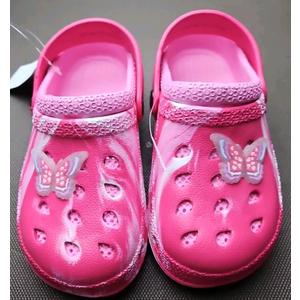 Butterfly Size 3 Pink Children's Clogs Slip-on Slides Non-Slip Pool Beach