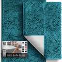 Hearth & Harbor Bathroom Rugs, Chenille Bath Mat - Machine Washable Bath Mats for Bathroom Non-Slip Backing Rubber, Quick Dry Bathroom Mat (Teal)