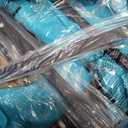 Outdoor Ottoman Set of 2, Outdoor Foot Stool with Textliene Fabric, Metal Frame, Stackable Oversized Foot Rest for Patio Garden Pool, Teal, 22.8"D x 22.1"W x 17.1"H