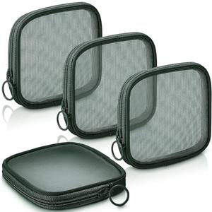 Weewooday 4 Pcs Mesh Makeup Bag Mesh Cosmetic Bag Travel Toiletry Pouch with Zipper Mini Makeup Cosmetic Purse for Daily Accessory (Small, Olive Green)