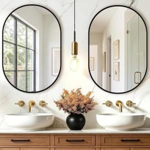 Oval Bathroom Mirror, 2 Pack 20"x30" Black Vanity Mirror for Over Sink