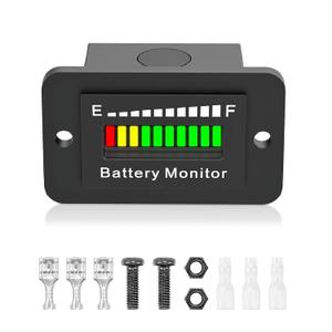 LED Battery Level Indicator, Universal Golf Cart Battery Meter Support 12V 24V 36V 48V 60V 72V Battery Monitor Lithium Battery Lead Acid Battery Fuel Gauge Meter for Ezgo Go Club Car
