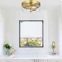 Flush Mount Ceiling Light Fixtures, 2-Light Gold Ceiling Mount for Farmhouse with Seeded Glass Lampshade, Industrial Flush Mount Light Fixture Farmhouse for Hallway, Kitchen, Entryway and Foyer