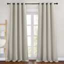NICETOWN Blackout Curtains for Bedroom 90 inches Long - Window Treatment Thermal Insulated Solid Grommet Room Drapes Sound Reducing for Living Room (Natural, Set of 2, W46 x L90)